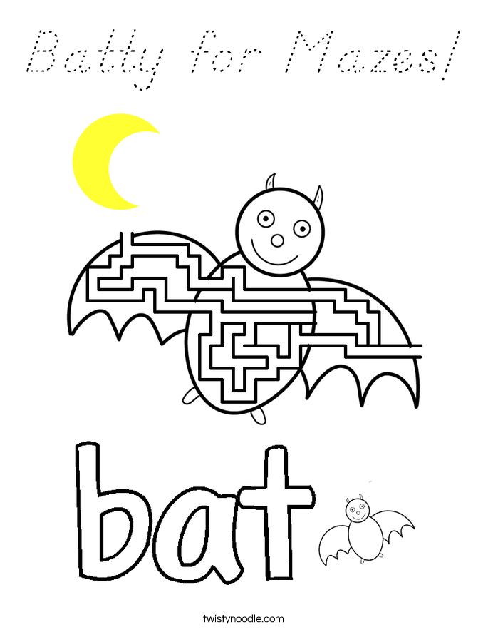 Batty for Mazes! Coloring Page