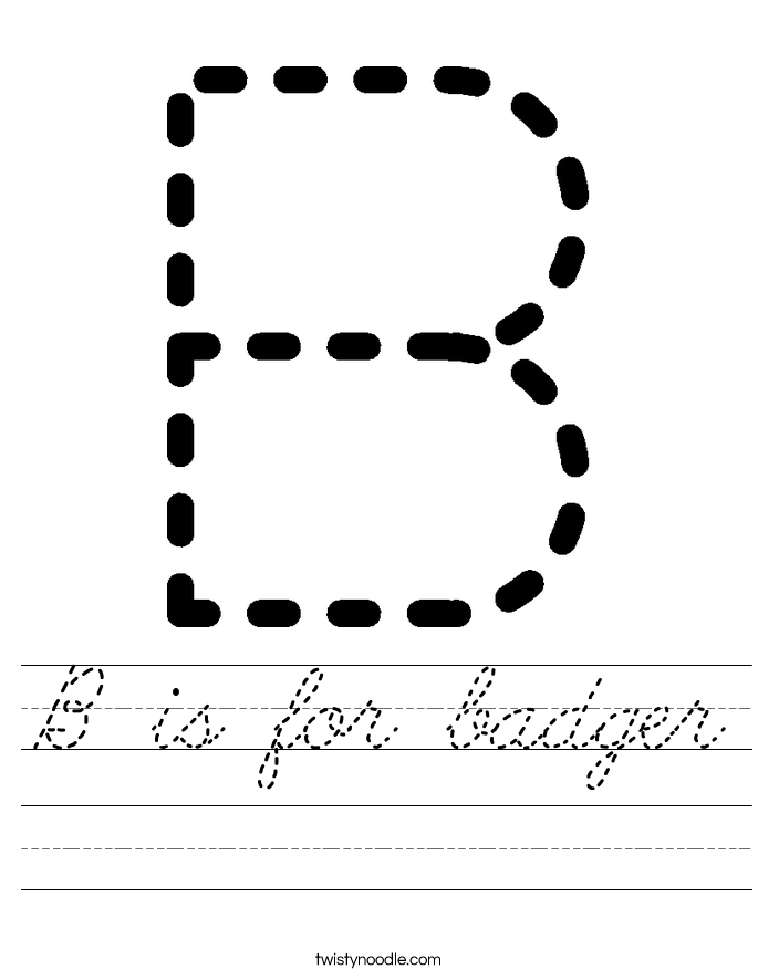 B is for badger Worksheet