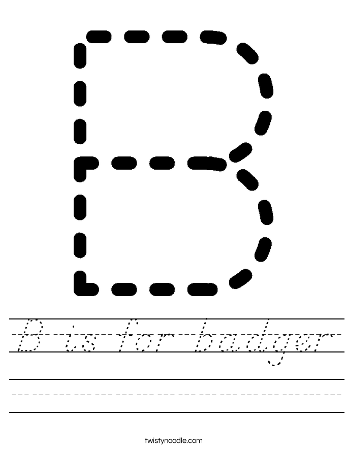 B is for badger Worksheet