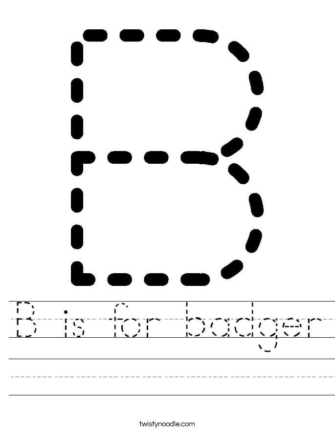 B is for badger Worksheet