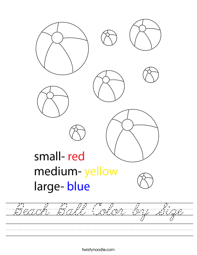 Beach Ball Color by Size Worksheet