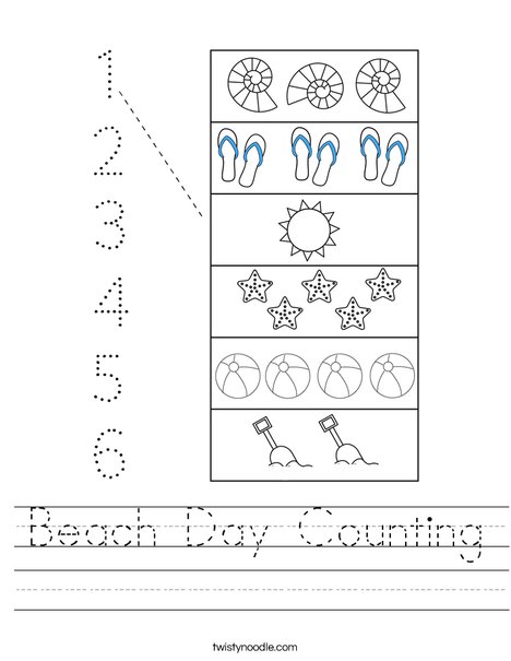 Beach Day Counting Worksheet