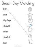 Beach Day Matching Coloring Page