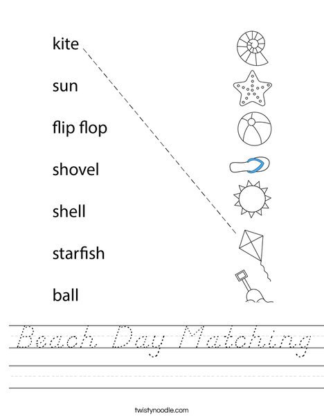 Beach Day Matching Worksheet