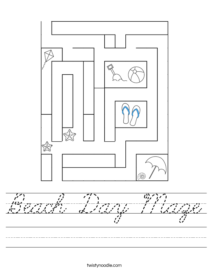 Beach Day Maze Worksheet