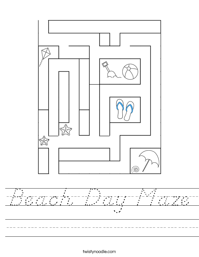Beach Day Maze Worksheet