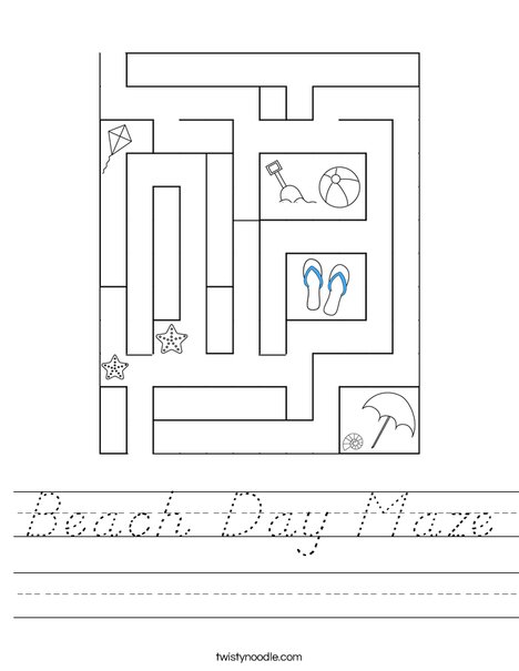 Beach Day Maze Worksheet