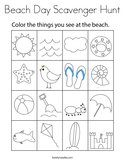 Beach Day Scavenger Hunt Coloring Page