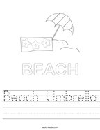 free printable nature worksheets Beach Umbrella Handwriting Sheet