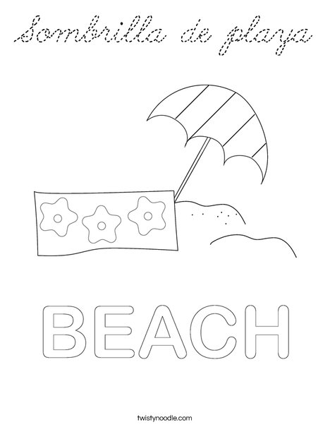 Beach Umbrella Coloring Page