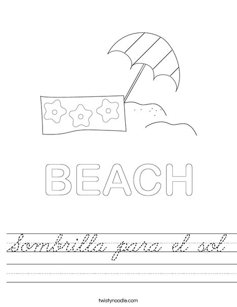 Beach Umbrella Worksheet