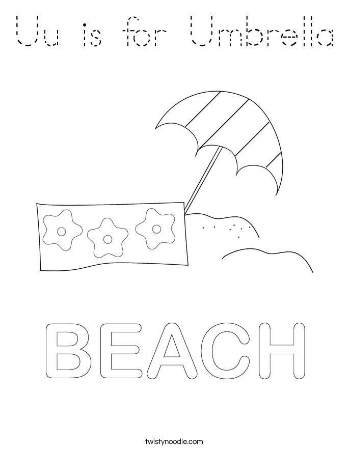 Uu is for Umbrella Coloring Page