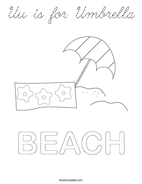 Beach Umbrella Coloring Page