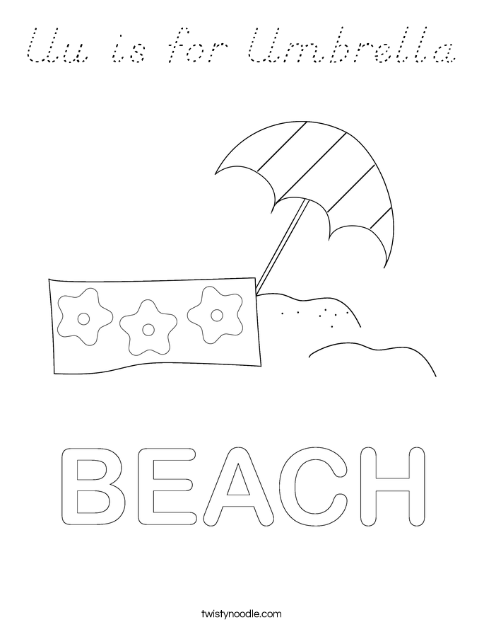 Uu is for Umbrella Coloring Page