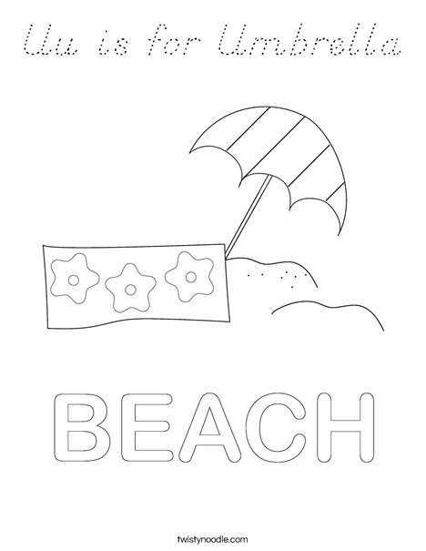 Beach Umbrella Coloring Page