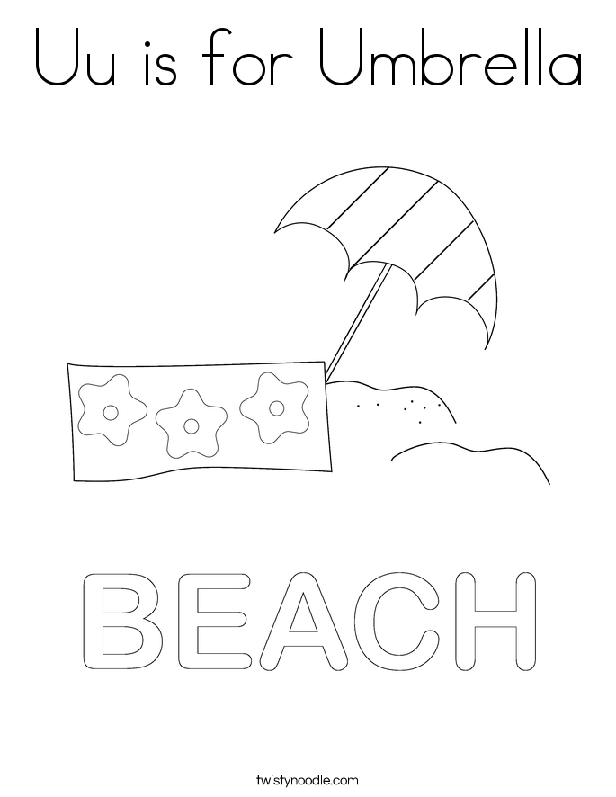 Uu is for Umbrella Coloring Page