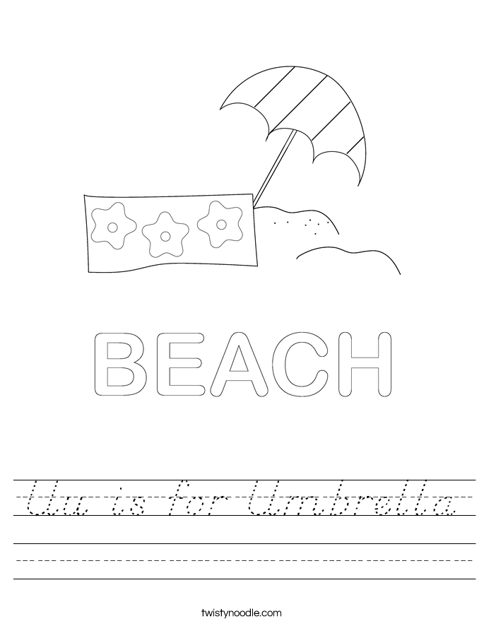 Uu is for Umbrella Worksheet