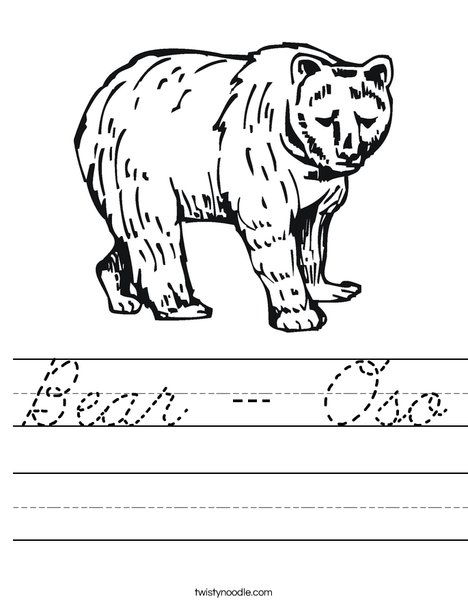 Grizzly Bear Worksheet
