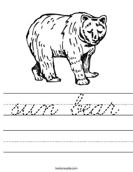Grizzly Bear Worksheet