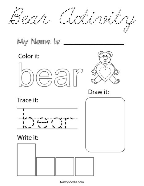 Bear Activity Coloring Page