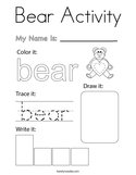 Bear Activity Coloring Page