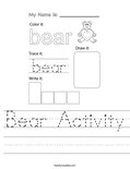 Bear Activity Worksheet