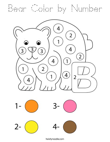Bear Color by Number Coloring Page