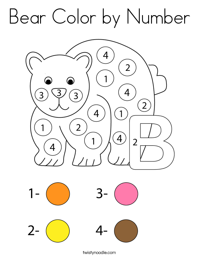 Bear Color by Number Coloring Page