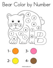 Bear Color by Number Coloring Page