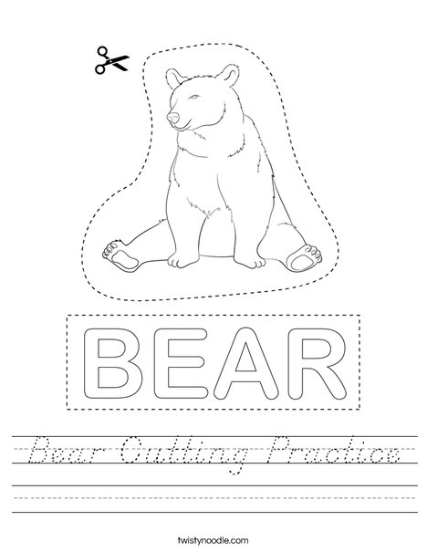 Bear Cutting Practice Worksheet