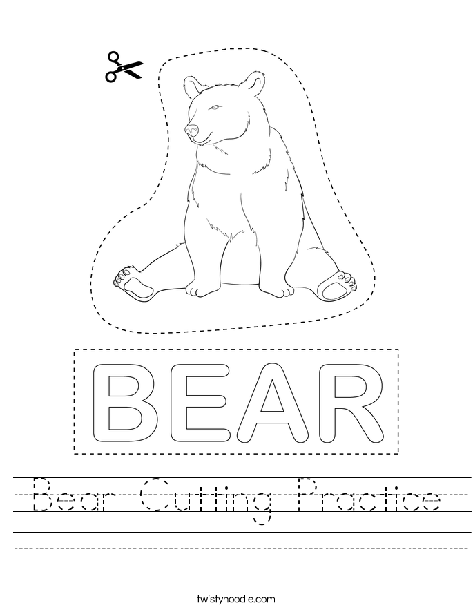 Bear Cutting Practice Worksheet