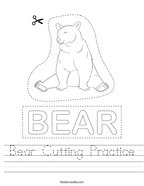 Bear Cutting Practice Handwriting Sheet