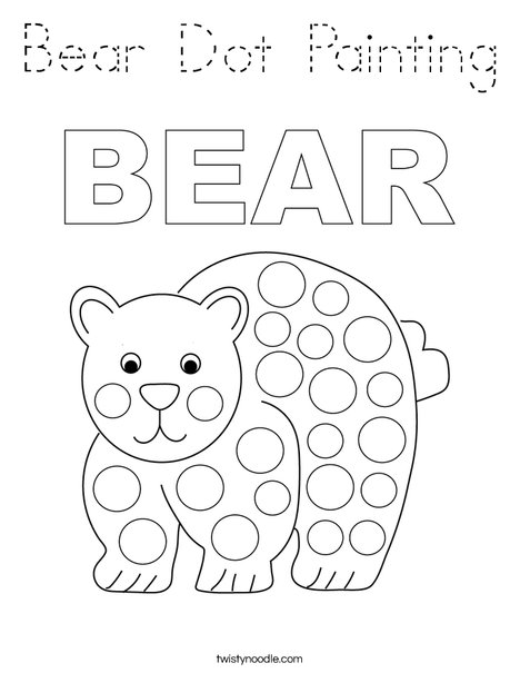 Bear Dot Painting Coloring Page