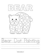 Bear Dot Painting Handwriting Sheet