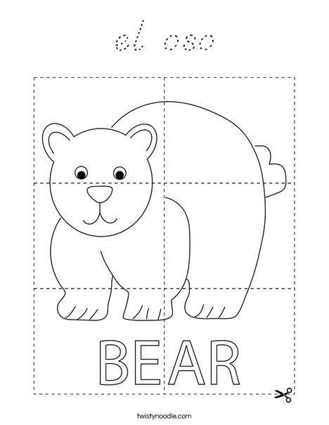 Bear Puzzle Coloring Page