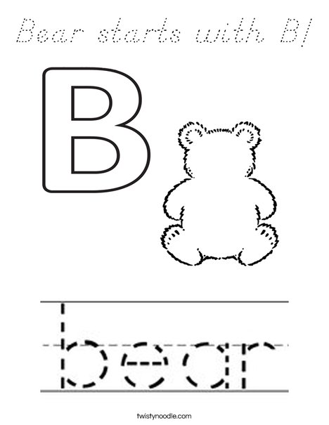 Bear starts with B! Coloring Page