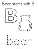 Bear starts with B Coloring Page