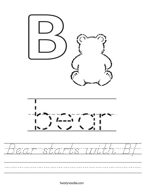 Bear starts with B! Worksheet