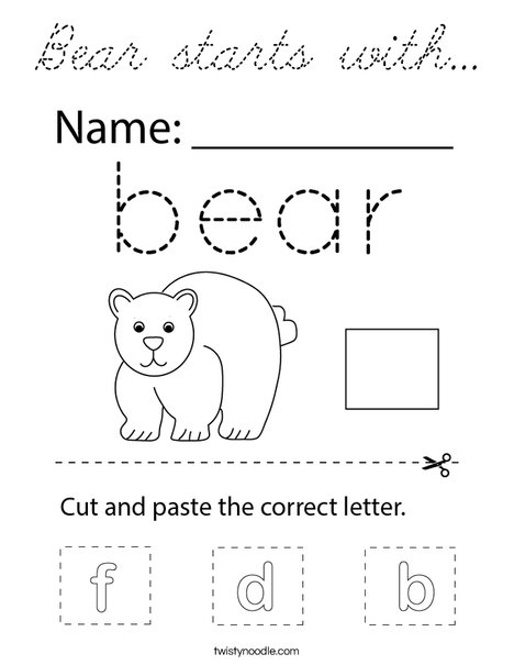 Bear starts with... Coloring Page