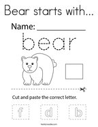 Bear starts with Coloring Page