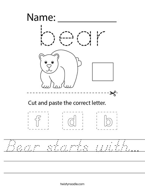 Bear starts with... Worksheet