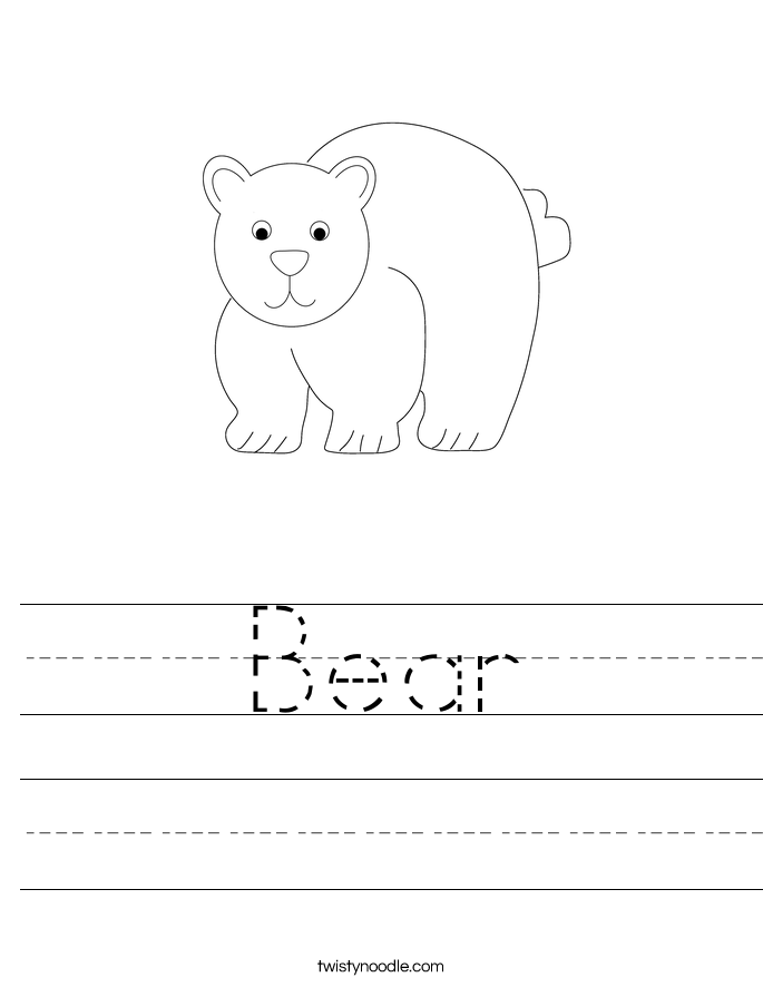 Bear Worksheet Twisty Noodle Bear Worksheet Twisty Noodle