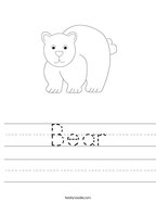 Bear Handwriting Sheet