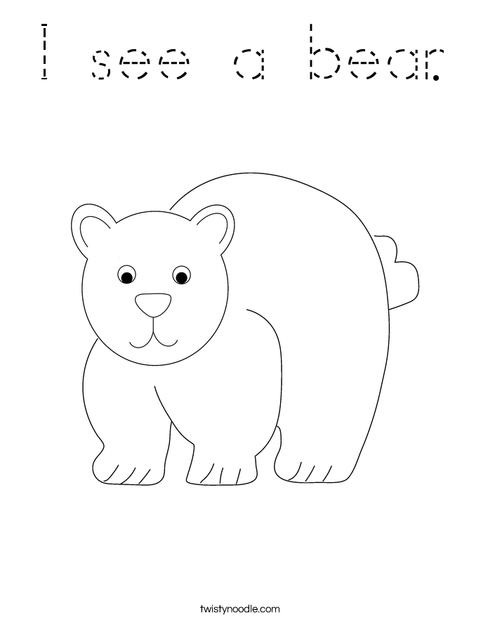 I see a bear. Coloring Page