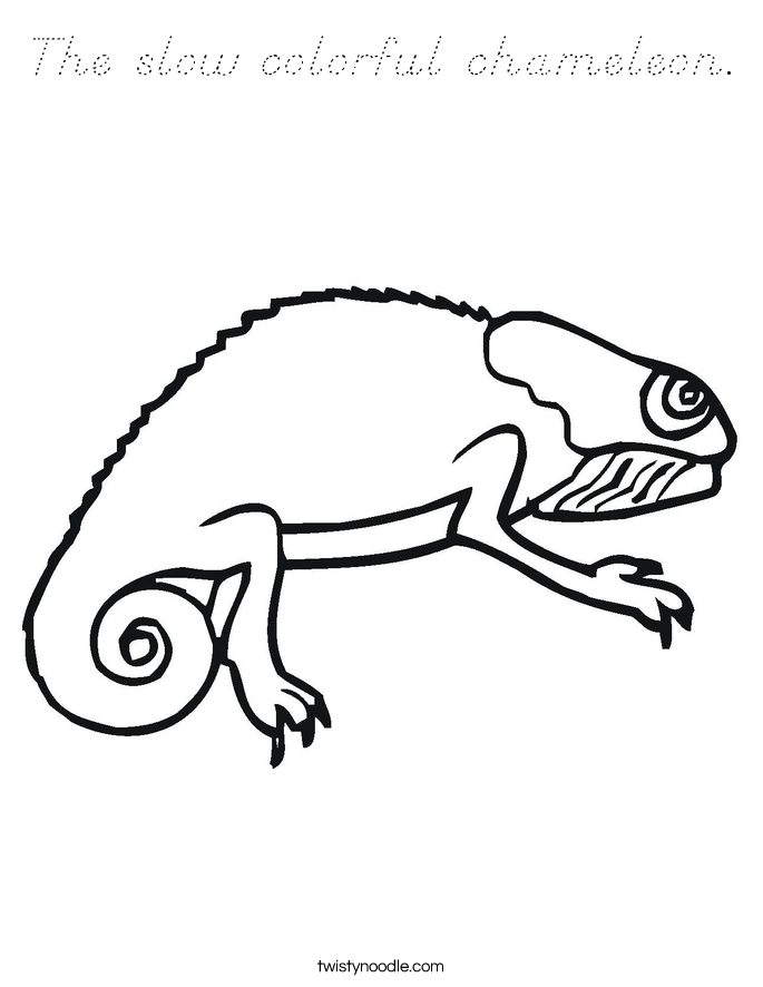 The slow colorful chameleon. Coloring Page