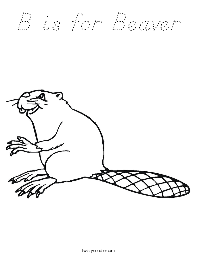 B is for Beaver Coloring Page