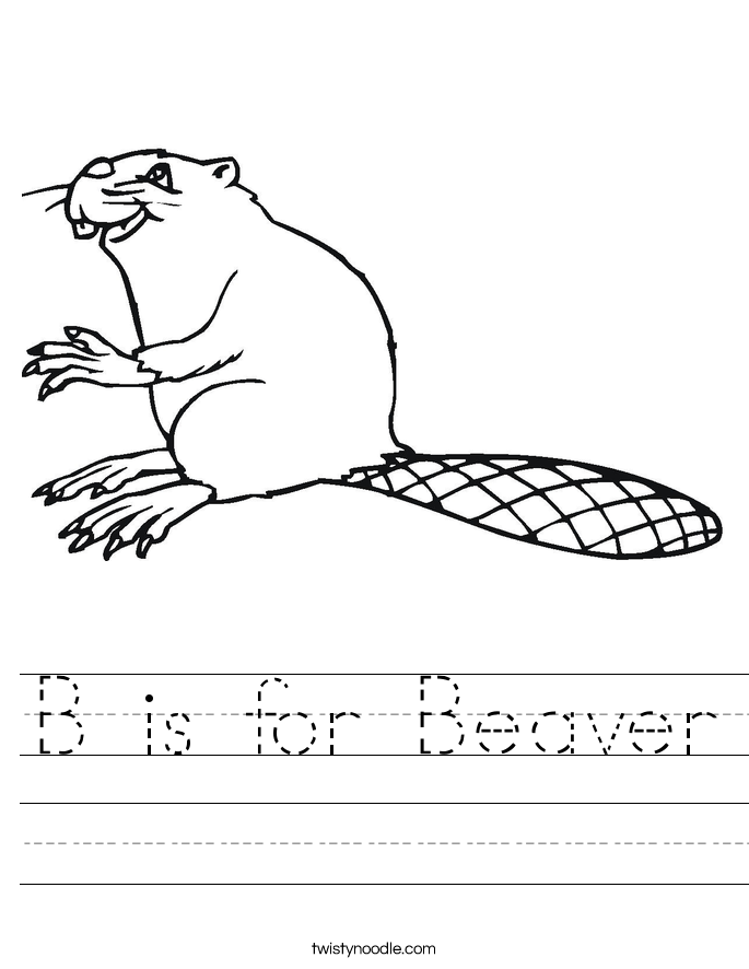 B Is For Beaver Worksheet - Twisty Noodle