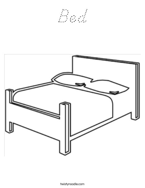 Bed Coloring Page - D'Nealian - Twisty Noodle