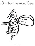 B is for the word Bee Coloring Page