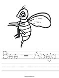 Bee - Abeja Worksheet